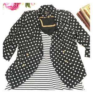 Polkadot Blazer with Gold Buttons